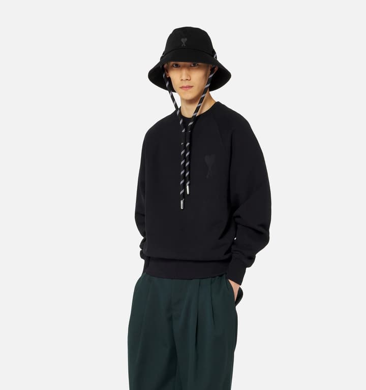 Ami Paris Ami de Coeur Embroidered Crewneck Sweatshirt in Gray