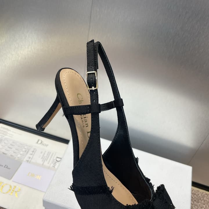 Dior J'Adior Adiorble Tassel Bow Pearl Heeled Sandals – 2024 Spring/Summer Collection in Black Velvet Front