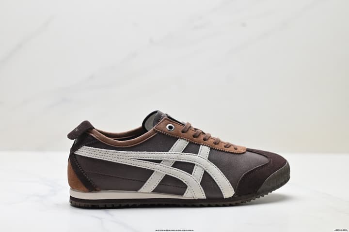 Onitsuka Tiger MEXICO 66 DELUXE Sneakers – NIPPON MADE Series in Dark Brown With Beige Stripes