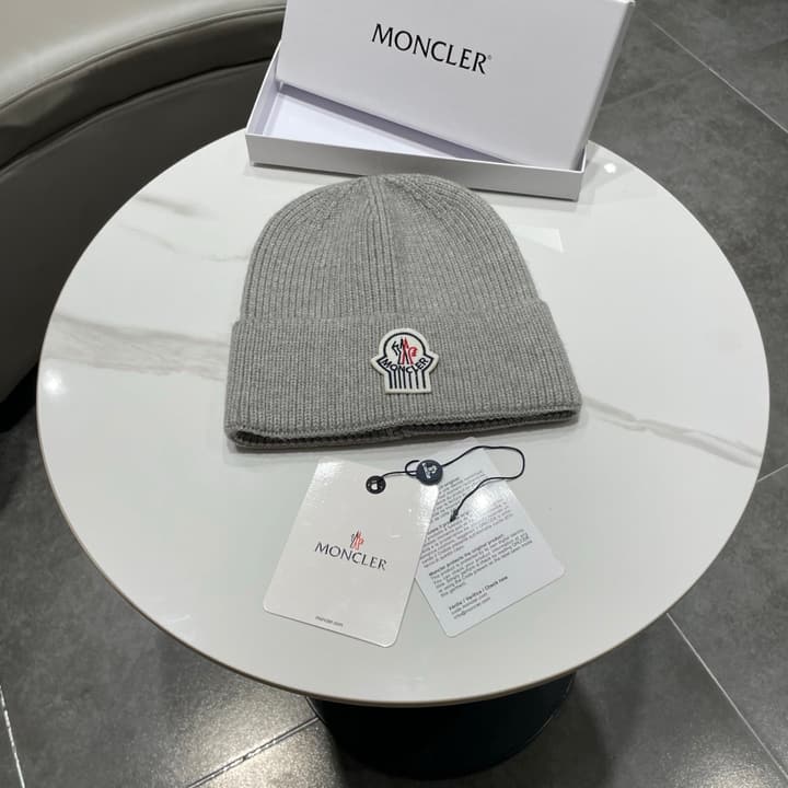 Moncler Knitted Beanie Hat in Classic Black
