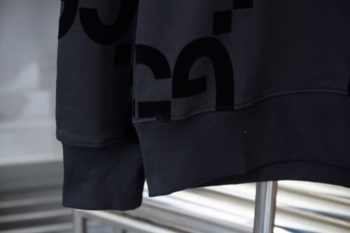 Gucci Classic Double G Flocked Hoodie in Black Flocked Logo Hoodie