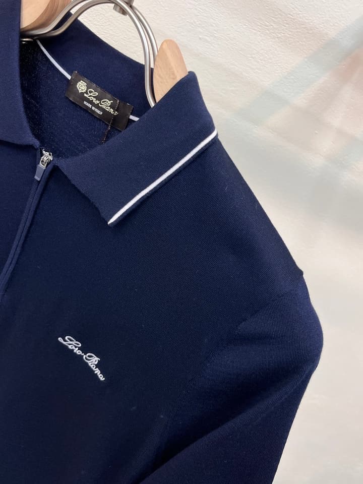 Loro Piana Minimalist Knitted Polo Shirt – 2026SS in Navy Blue