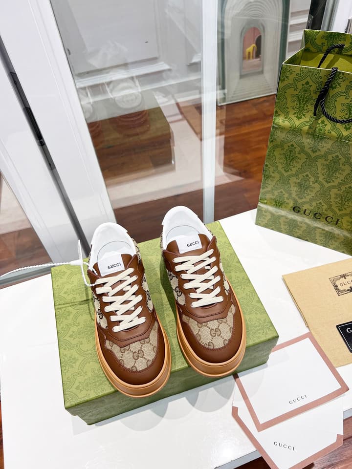 Gucci Chunky B Series Platform Sneakers in Brown Monogram Chunky Sneaker
