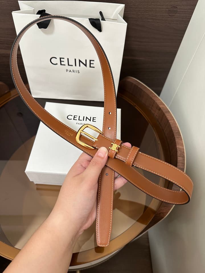 Celine Vivienne Taurillon 25mm Belt in Black Taurillon Leather