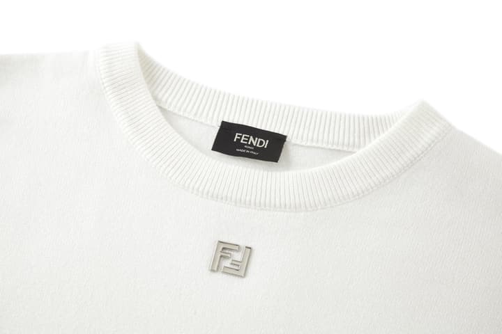 Fendi Double F Hot Stamp Crewneck Sweater in Classic Black