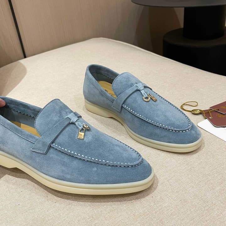 Loro Piana Summer Charms Walk Moccasin Loafers in Bright Orange Leather