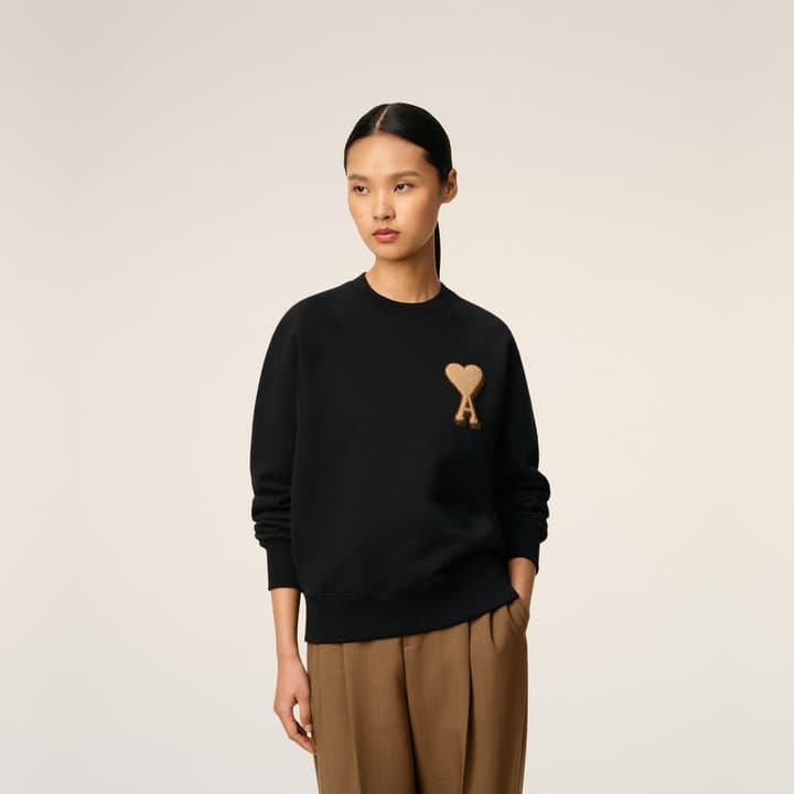 AMI Paris Terry Heart Boxy Sweatshirt – 25FW in Black Sweatshirt