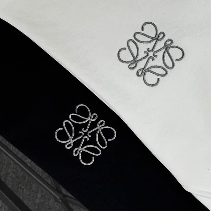 Loewe Classic Element Embroidered Shorts in Black With Blue Anagram Logo