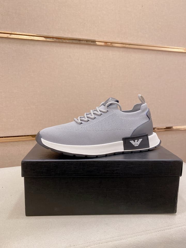 Armani Official Synchronized Knit Sneakers in Dark Grey Knit