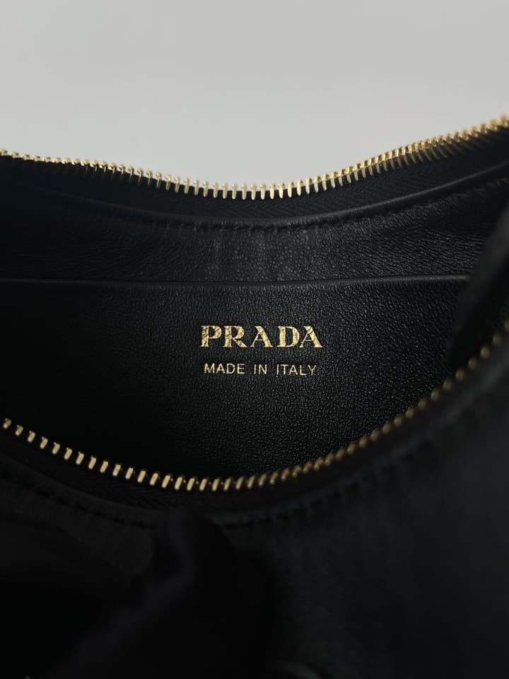 Prada Arque Cowhide Shoulder Bag in Black