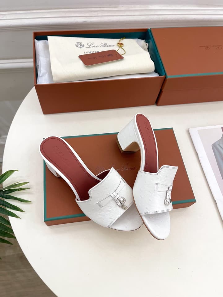 Loro Piana Summer Charms Ostrich Mules – 2025 Spring/Summer Collection in Black
