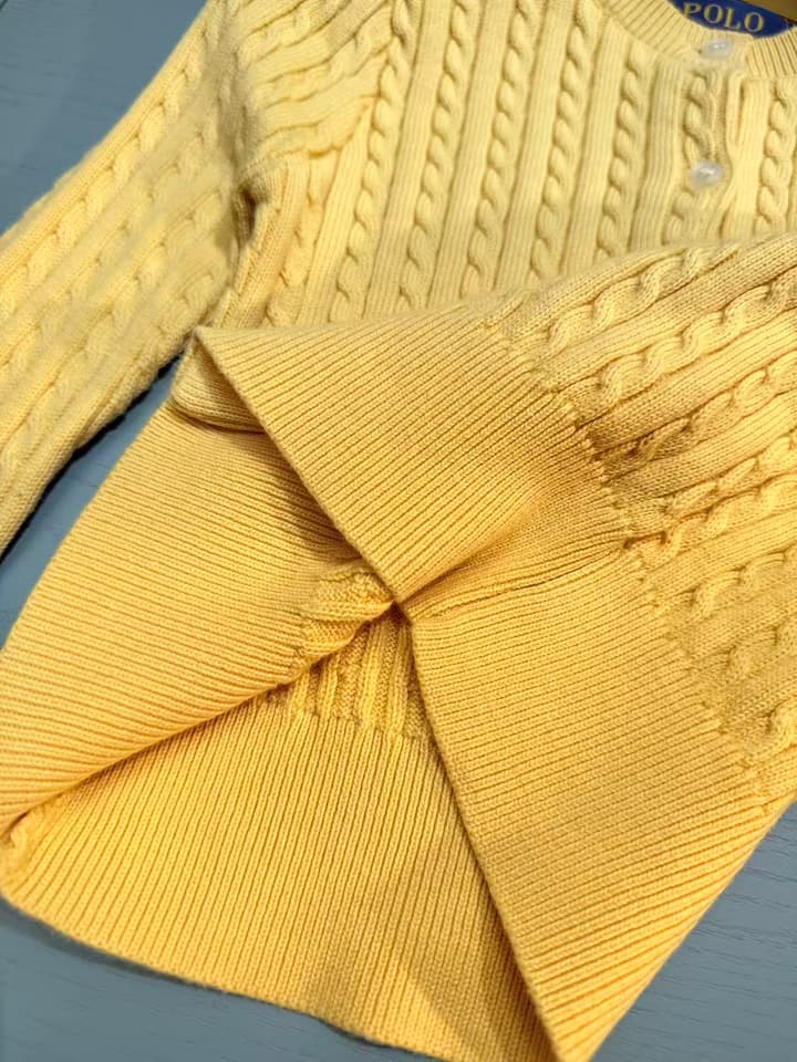 Ralph Lauren Kids Classic Striped Knit Sweater – 2025SS in Bright Yellow Cable Knit