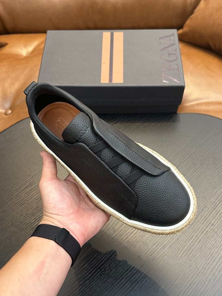 Ermenegildo Zegna Triple Stitch Low-Top Sneakers in Black Suede