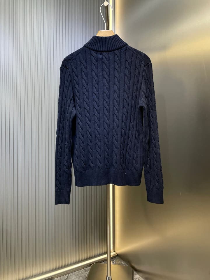 Ralph Lauren Cable Knit Half-Zip Sweater in Navy Blue