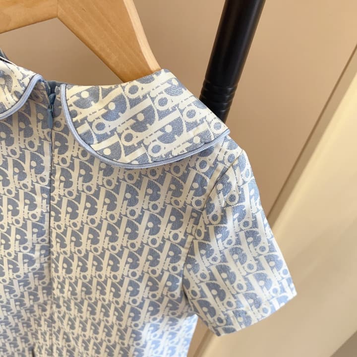 Dior Kids Monogram Pleated Dress Sibling Set – 2026SS – Kids Collection in Light Blue Monogram