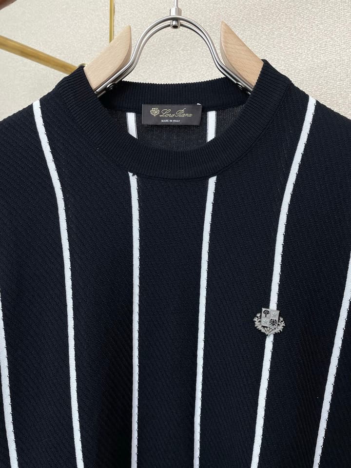 Loro Piana Men's Casual Short-Sleeve Polo Shirt in Black Textured