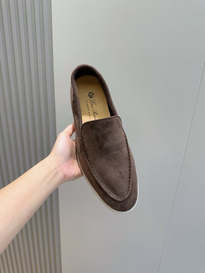 Loro Piana Italian Handmade Suede Loafers in Camel Brown Suede
