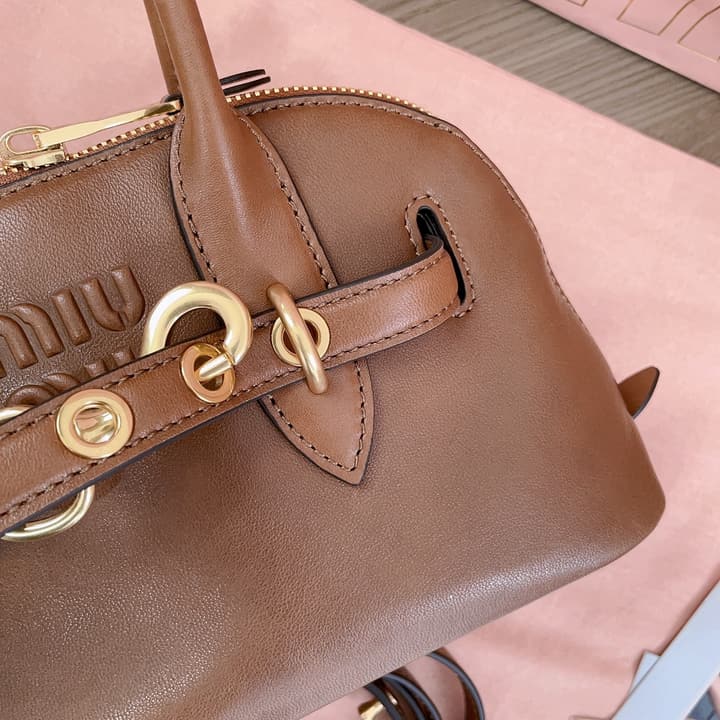 Miu Miu Aventure Nappa Leather Bowling Bag