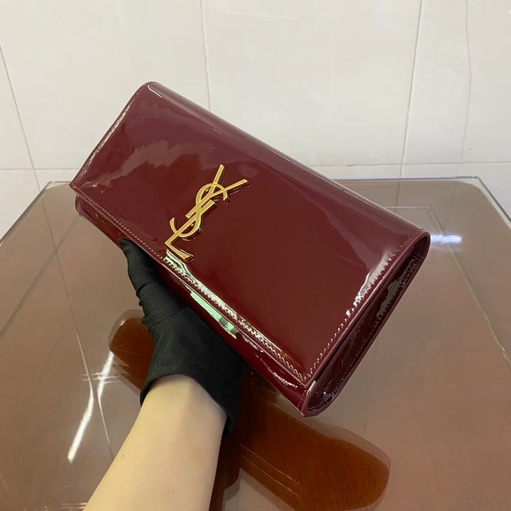 Saint Laurent Kate Patent Leather Clutch Bag