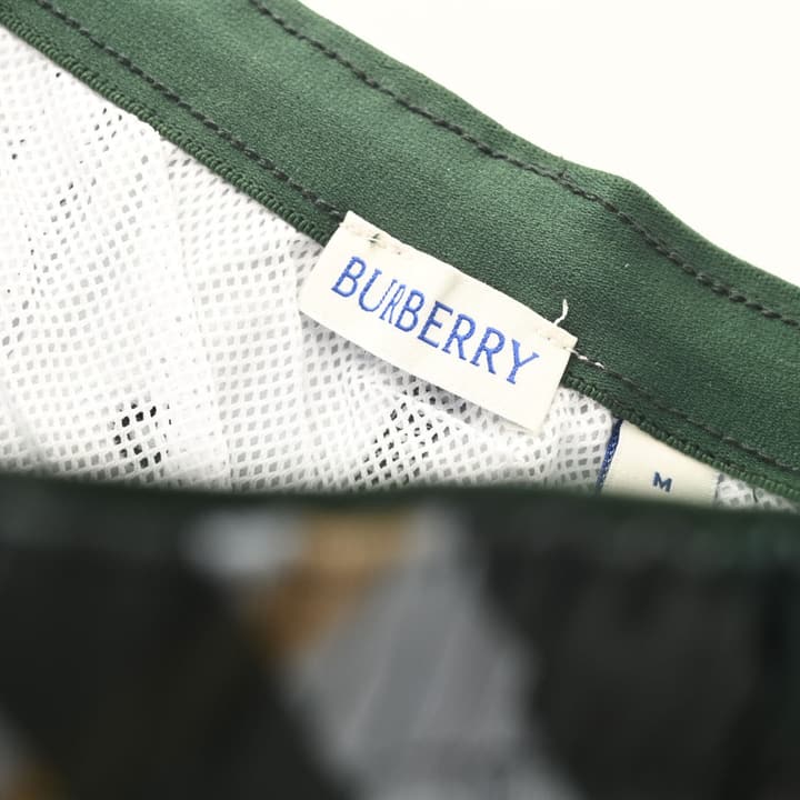 Burberry Check Mesh-Lined Swim Trunks in Green