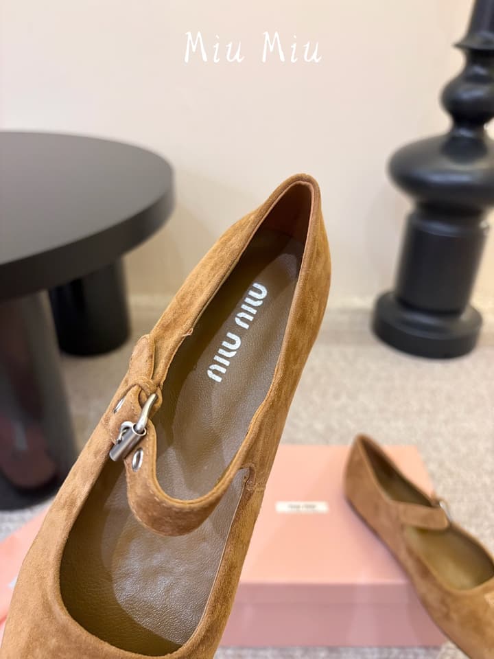 Miu Miu Suede Bow Mary Jane Flats