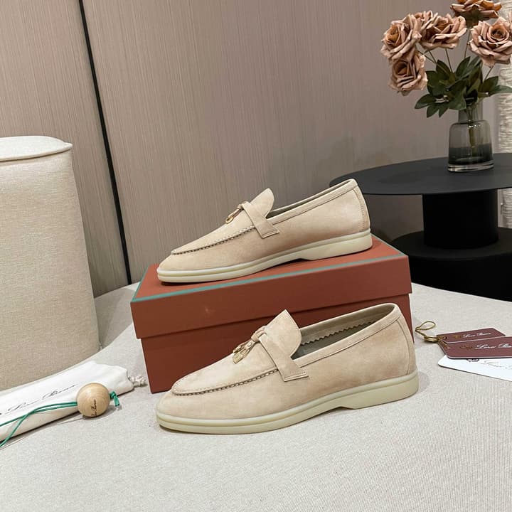 Loro Piana Summer Charms Walk Moccasin Loafers in Black Leather