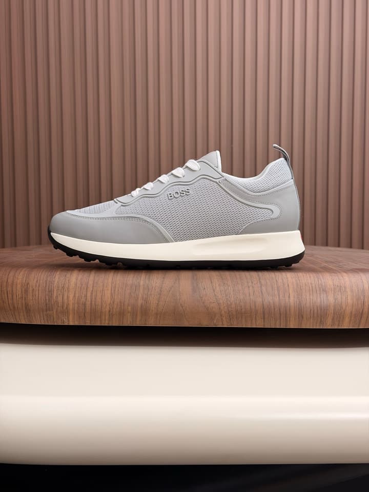 Boss Men's Knit and Leather Sneakers