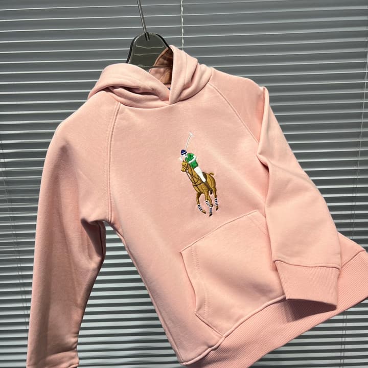 Ralph Lauren Embroidered Pony Terry Hooded Sweatshirt – Kids Collection in Bright Blue