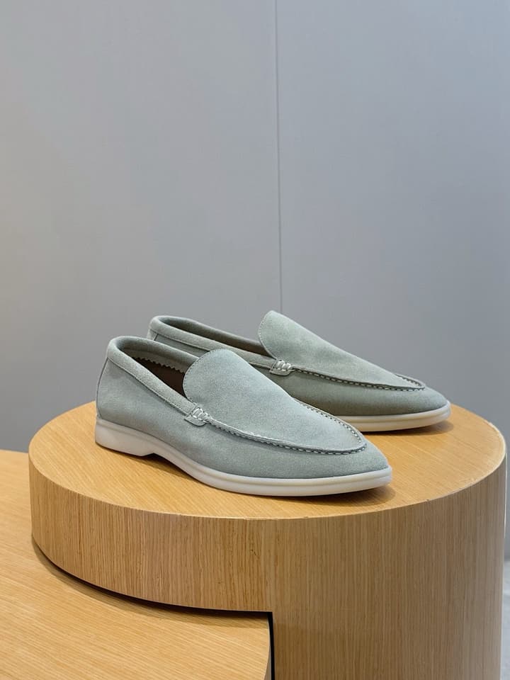 Loro Piana Italian Handmade Suede Driving Shoes in Black Suede