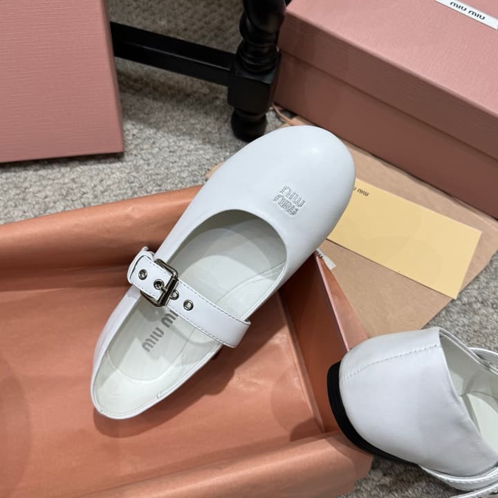Miu Miu Pointed-Toe Mary Jane Ballet Flats – 2026 Runway Collection