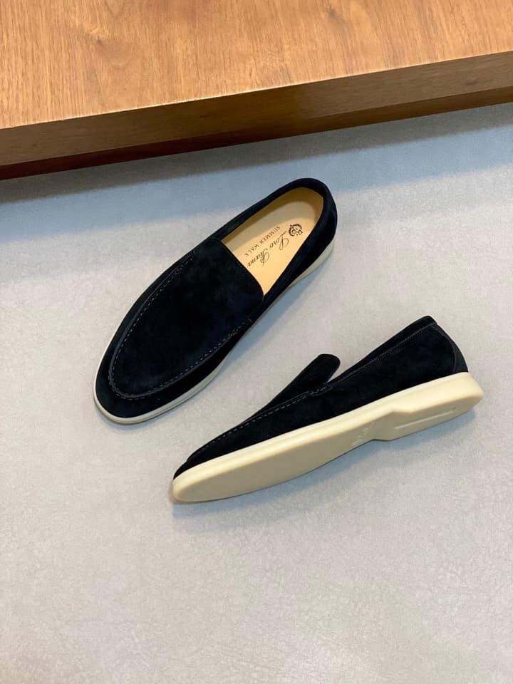 Loro Piana Suede Leather Slip-On Loafers in Black Suede