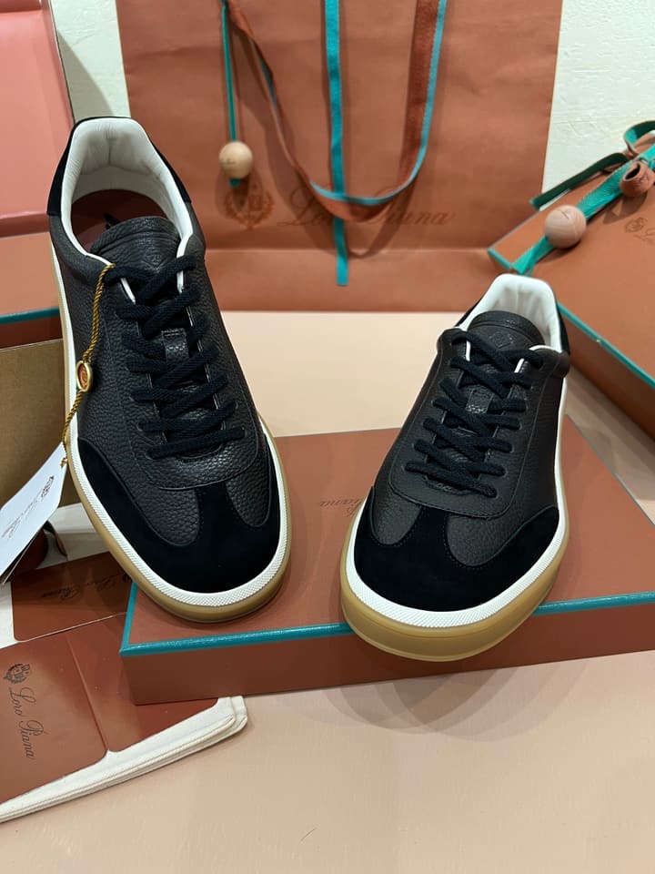Loro Piana LP Tennis Walk Unisex Sneakers in Black Leather