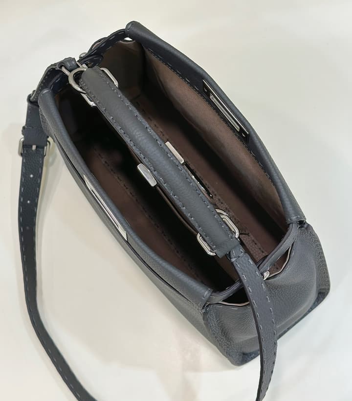Fendi Classic Peekaboo Handbag in Classic Black With Patterned Strap