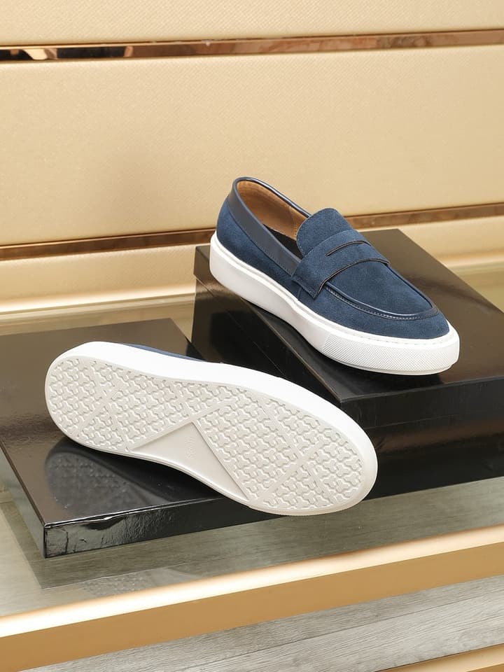 Boss Men's Luxury Leather Slip-On Loafers in Black Smooth Leather