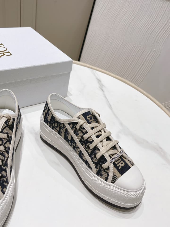 Dior Walk'n'Dior Oblique Embroidered Platform Sneakers in Dark Oblique