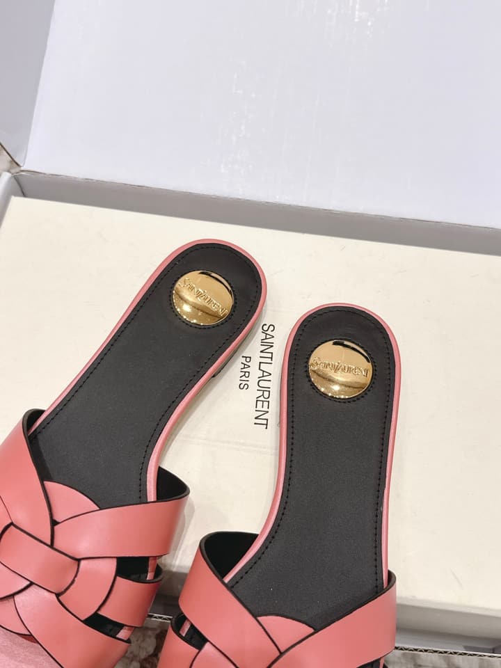Saint Laurent Melody Square Toe Flat Sandals – 2026SS in Burgundy Patent