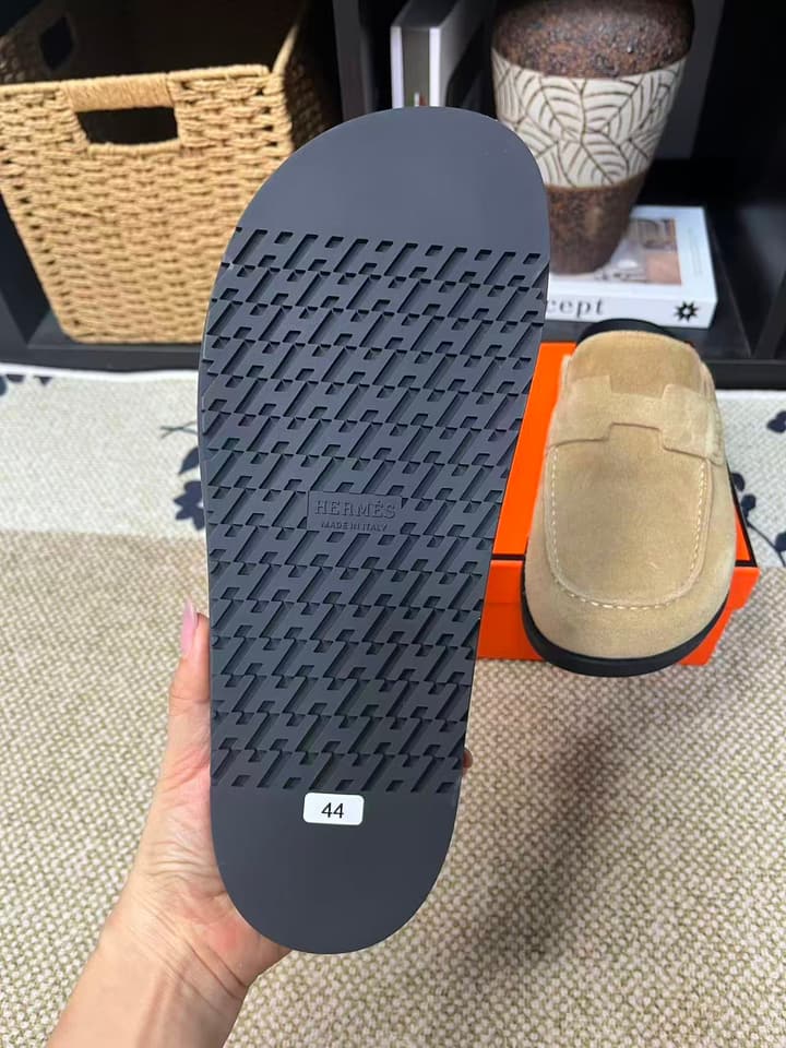 Hermès Suede Calfskin Chunky Mules