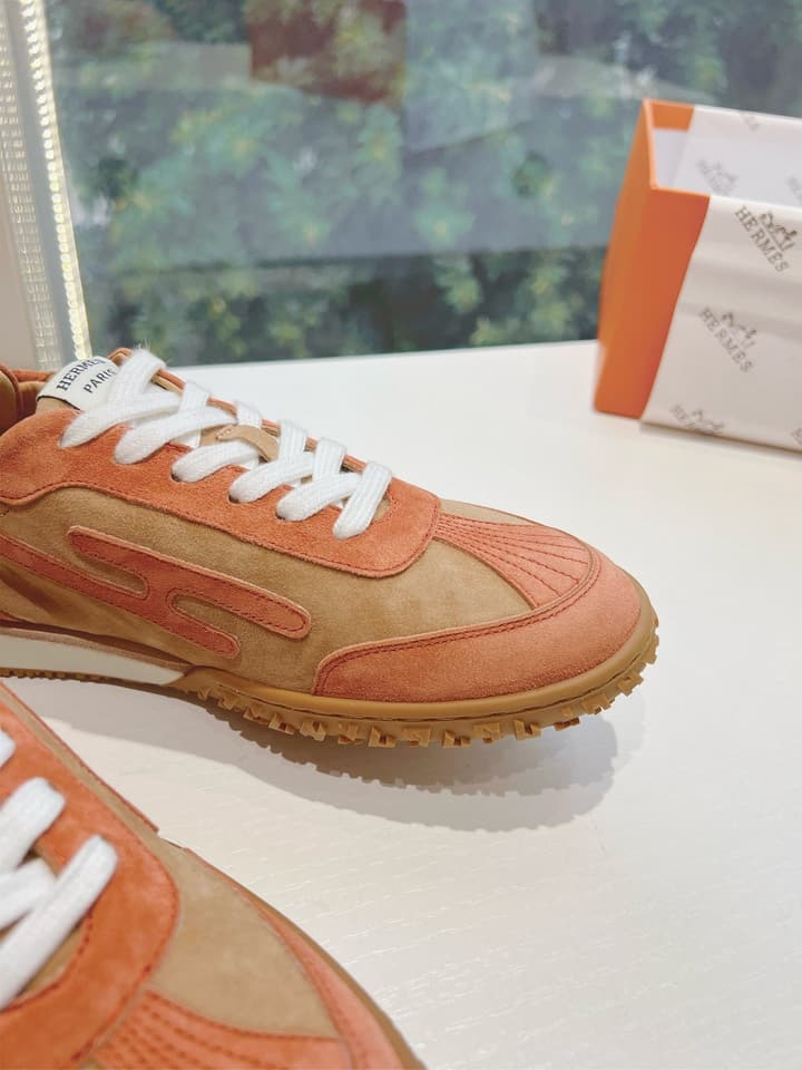 Hermès Bouncing Calfskin Sneakers in Tan Suede