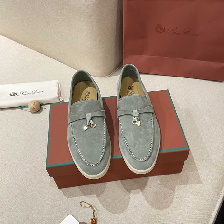 Loro Piana Summer Charms Walk Moccasin Loafers in Black Leather