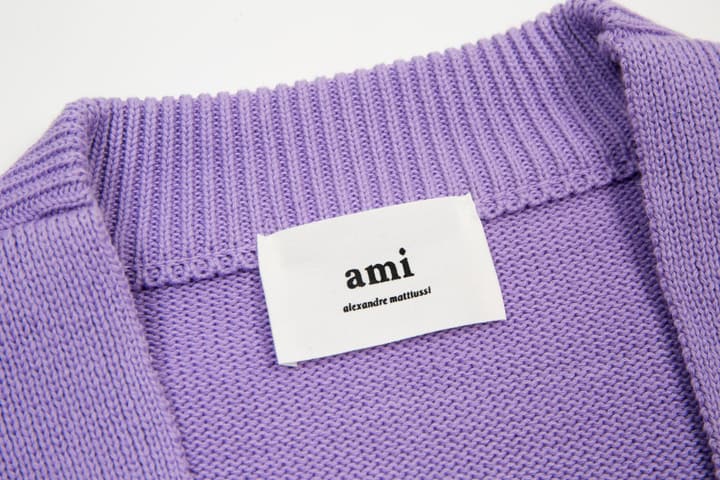 Ami Paris Classic Heart Embroidered Cardigan Sweater in Black