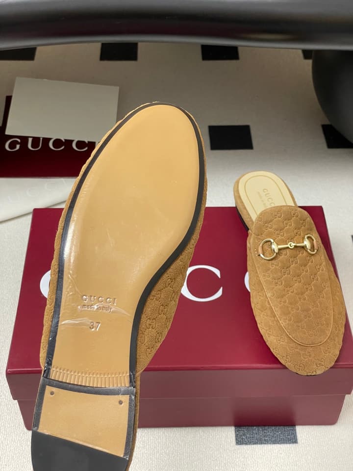 Gucci Princetown Double G Suede Mules – 2025 Fall Collection in Black Suede With Silver Hardware