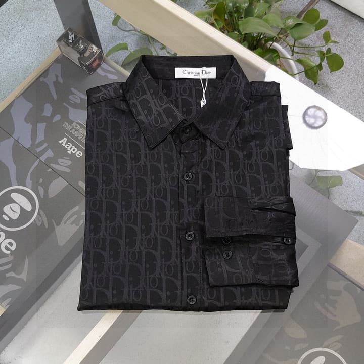 Dior Classic Oblique Jacquard Long-Sleeve Shirt – 2025SS in Black Oblique