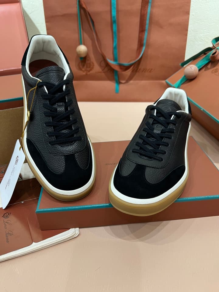 Loro Piana LP Tennis Walk Unisex Sneakers in Black Leather