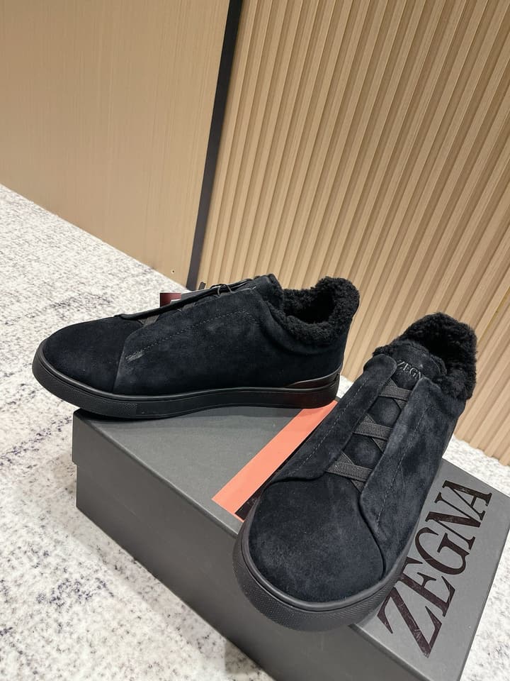 Zegna Triple Stitch Low-Top Casual Shoes – 2025SS in Black Leather