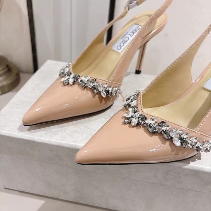Jimmy Choo Pointed-Toe Crystal-Embellished Heeled Sandals – 2025 Summer in Black