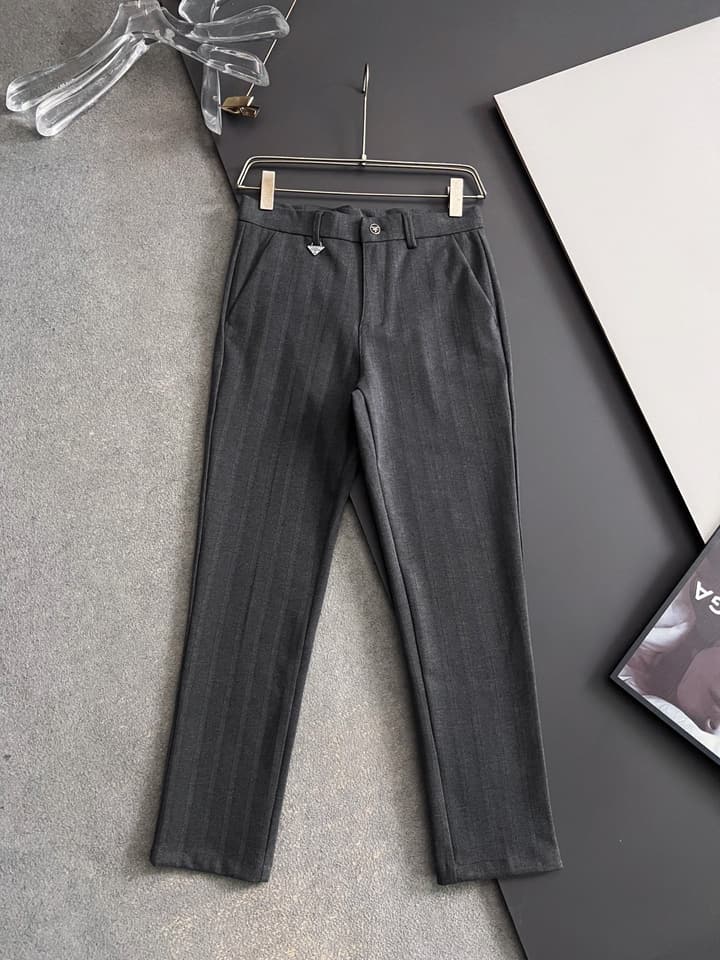 Prada Men's Cashmere Casual Trousers – 2025 Collection in Charcoal Gray