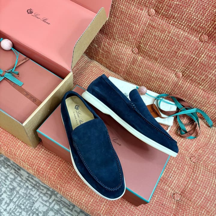 Loro Piana Suede Loafers in Dark Blue