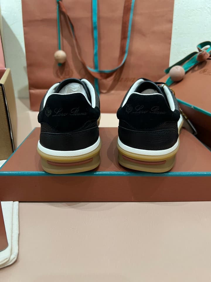 Loro Piana LP Tennis Walk Unisex Sneakers in Black Leather