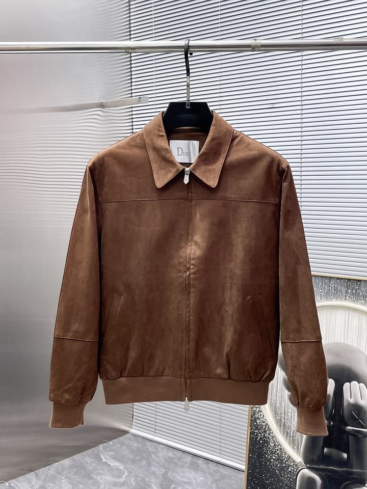 Dior Lapel Collar Jacket – 2025 Collection in Beige Bomber Jacket
