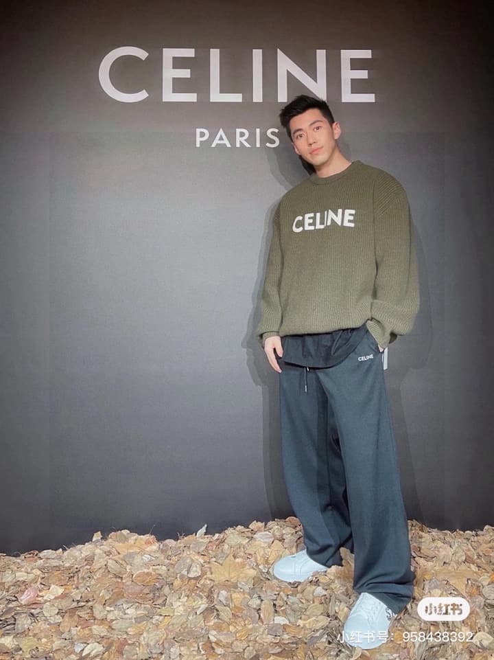 Celine Classic Embroidered Crewneck Sweater in Army Green